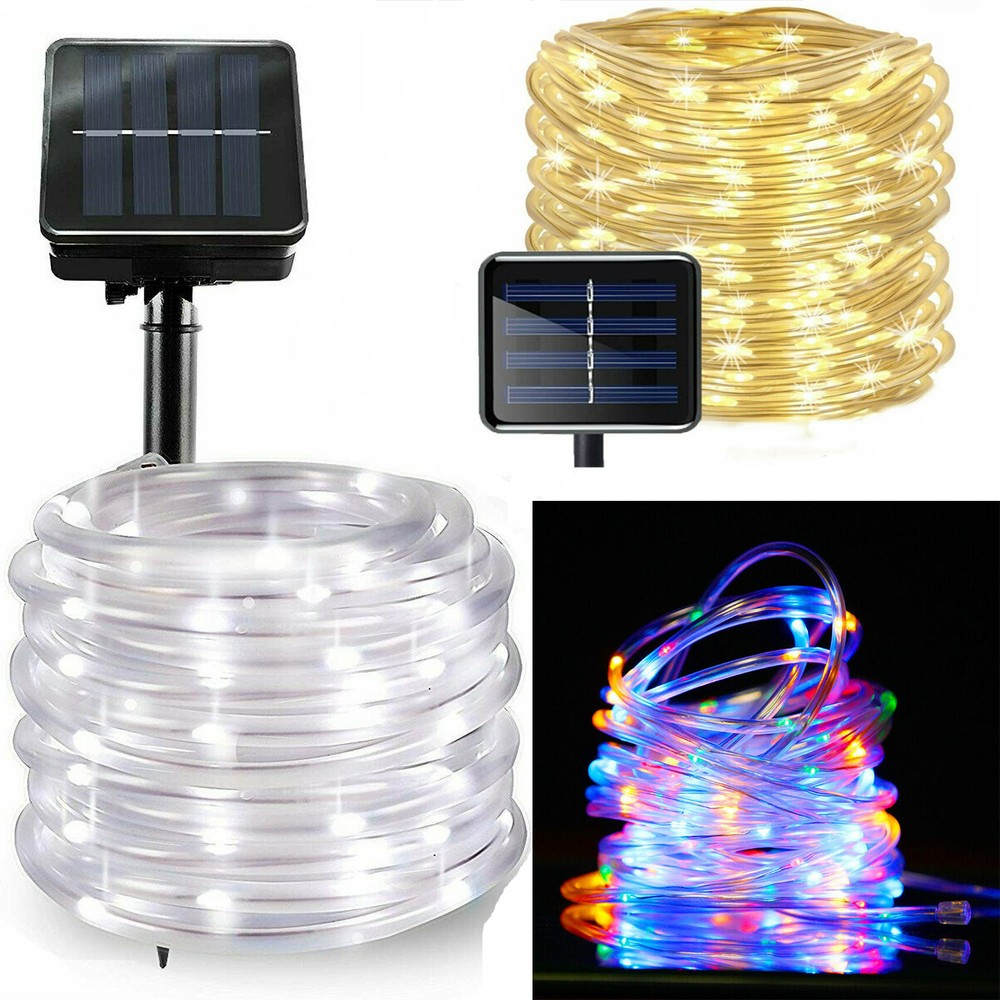 Outdoor Garden Lamp String Light Solar Rope Tube Lights Waterproof 32FT 100 LED