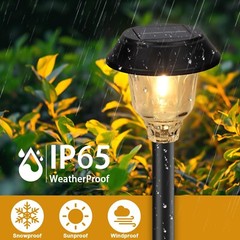 Solar Lights Outdoor Waterproof, 6 Pack Metal Glass Solar Pathway Lights Outd…