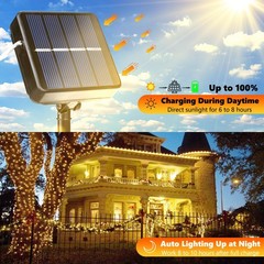 Joomer Solar Fairy Lights 2 Pack Total 80FT 240LED Lights Warm White Copper Wire