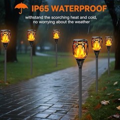 4 Pack 43″ Solar Lights Outdoor LED Higher & Larger Flickering Flame Solar Torc