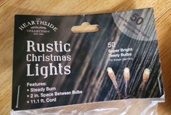 Primitive Teeny Lights 50 Ct Clear Bulbs Brown Cord Strand Rice INDOOR Lot Of 5