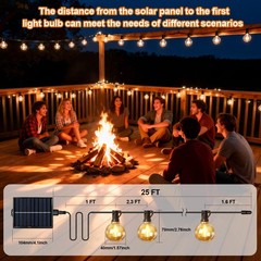 25FT Solar String Lights Outdoor Waterproof with Remote & Timer LED Shatterproof