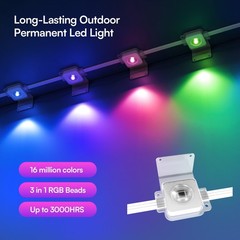 TJOY 100ft Permanent Outdoor Lights IP67 Smart RGB+IC Eaves LED Lights with App