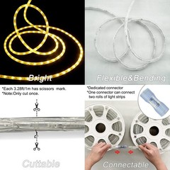 150FT Waterproof LED Rope Lights – Flexible 110V Warm White String Light for Ind