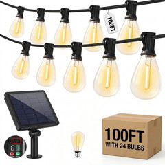 100FT Solar String Lights S14 Shatterproof Waterproof for Patio Garden Outdoor