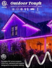 Purple Exterior LED Rope Lights, Waterproof, Connectable, 10′ 25′ 50′ 100’ft