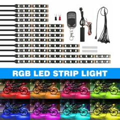 12Pcs Motorcycle RGB LED Neon Under Glow Lights Strip Kit With Remote Control US