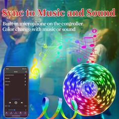 LED Strip Lights 100ft 50ft Music Sync Bluetooth 5050 RGB Room Light with Remote
