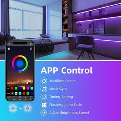 1141.73inch RGB LED Light Strip With App Control, Music Sync Color Changing