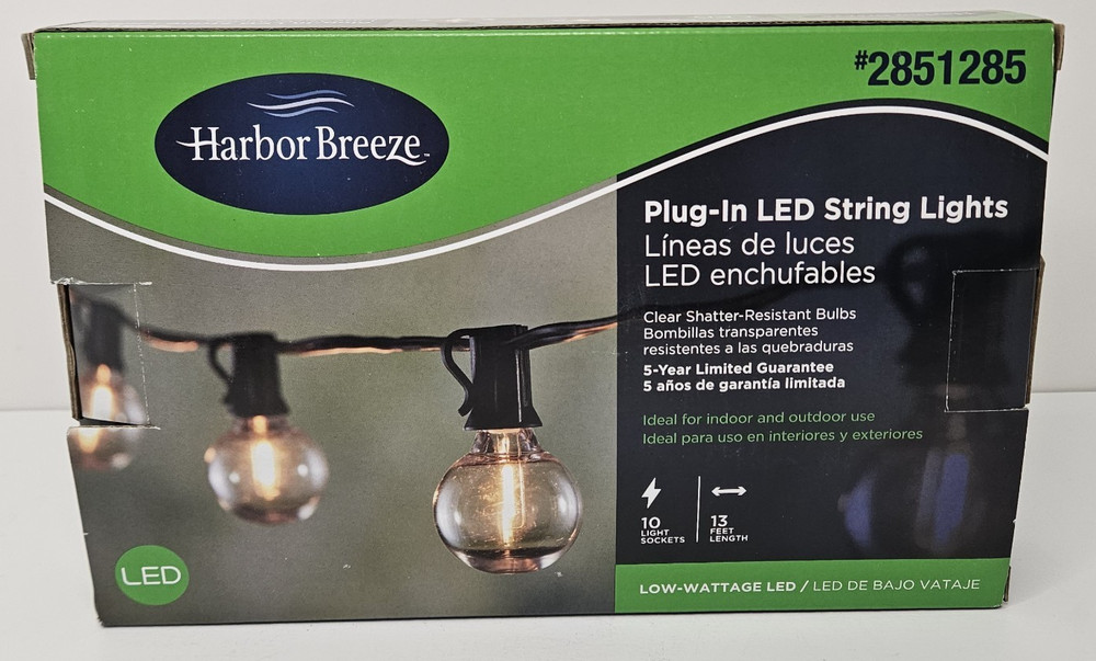 Harbor Breeze 13 ft Plug in Indoor/Outdoor String Light 10 Clear LED Bulbs