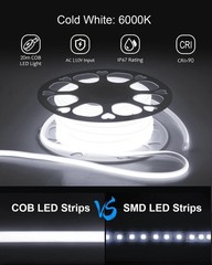65.6ft Outdoor COB LED Strip Lights Waterproof AC 110V 120V Dimmable LED Lig…