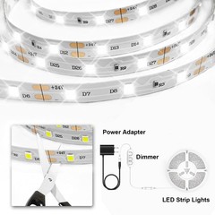 White LED Strip Lights, 16.4ft Dimmable 6500k Daylight White Led Light Strip,…