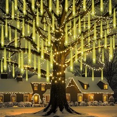 Christmas Lights Outdoor, Certified Falling Rain Drop Light 8 Tubes 192 LED …