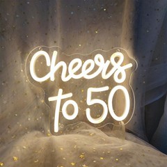 Cheers to 50 Years Neon Sign 50th Anniversary Decorations, LED Lights Sign 50…