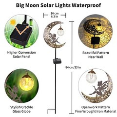 Solar Garden Lights Outdoor Decor,Moon Fairy Crackle Glass Lights,Waterproof …