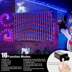 66ft Red White Blue 200LED Patriotic String Lights Plug in Indoor Outdoor