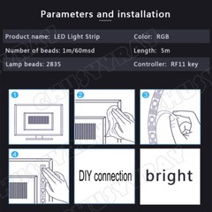 Flexible 3528 RGB LED 300 SMD Strip Light Remote Fairy Lights Room TV Party Bar