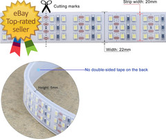 16.4Ft Super Bright Triple Row LED Strip Lights, Daylight White 6000K DC12V 1800