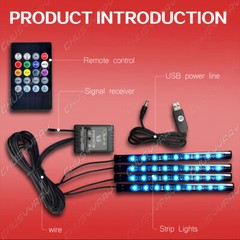 4pcs RGB-LED Glow Car Interior Lamp Under Dash Footwell Seats Inside Lighting