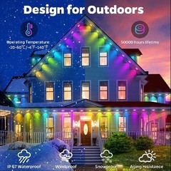 30M RGBIC Smart Eaves Lights Outdoor IP67 Waterproof APP Remote Roof House Decor