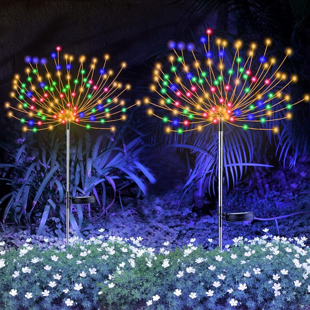 Solar Garden Firework Lights Outdoor Waterproof 150 LED Sparklers Outside Yard