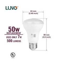 LUNO R20 Dimmable LED Bulb, Color Selectable, 7W (50W Equivalent), 500 Lumens…