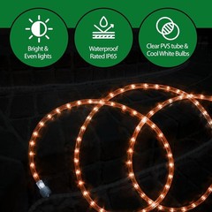 Modern 24ft Orange LED Rope Lights – Weatherproof for -Round Celebrations