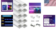 10-Pack 3.3FT Aluminum U Shape LED Channel with Milky White Cover – Easy Install