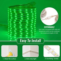 Green 16-Mode LED Strip Light, Outdoor Waterproof Connectable Lighting