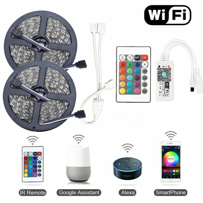 DC12V 5m-100m WiFi/IR LED Strip Light RGB SMD 2835 5050 RGBW/WW Control&Adapter
