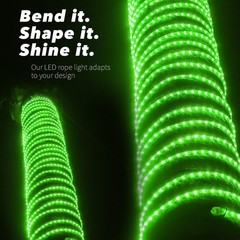 WYZworks 60ft Green 648LED Rope Light, 8 Modes, Waterproof Outdoor Accent Light