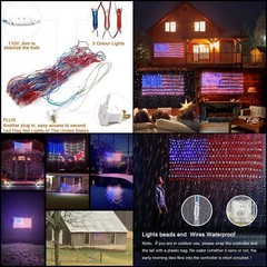 American USA Flag Lights LED United States Outdoor Decoration US Stars Decor New