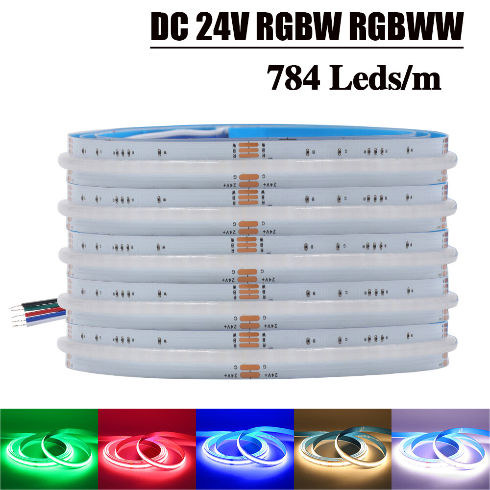 DC 24V COB LED Strip RGBW RGBWW 784LEDs/M Dotless Flexible Tape Light Home Lamp