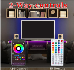 Tira LED RGB25FT con control remoto y app, brillo ajustable para decoración
