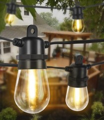 Outdoor LED String Lights 48FT Patio Shatterproof & Waterproof IP65, 18 AWG U…