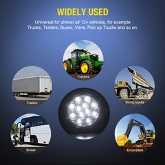 2PCS Round LED Trailer Lights Waterproof Piranha Bright Reverse Backup Lights