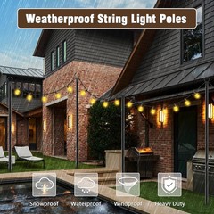 10Ft String Light Poles 4 Pack, for Outside Lights, Metal Stand, Patio Backyard