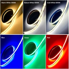 DC12V 24V COB LED Strip Light 8mm 10mm Flexible Tape Ribbon Red Green Blue