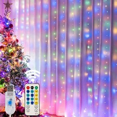 300-LED Curtain Light for Bedroom Wall Plug in Window Hanging Fairy String Light