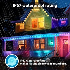 Luces exteriores permanentes, luces de alero RGB de 200 pies con control de apli