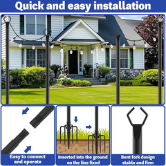 4 Pack 10 Ft Heavy Duty Metal String Light Poles Adjustable Outdoor Lighting Sta