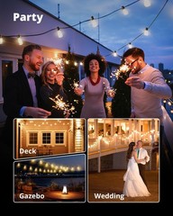 VIPAR Outdoor String Lights 25FT LED Patio IPX5 Waterproof 25FT, Black