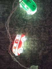 2 Sets Of LED Car-Shaped String Lights Multicolor Bulbs, White Cord, Plastic