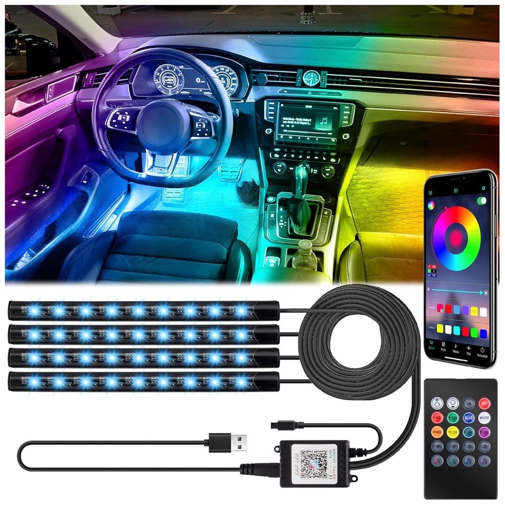 5V LED Strip Lights for Cars with USB Adapter, Car Interior LED Lights,