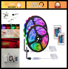 2 Pack LED Strip Lights with 24 Key Remote, Battery Powered for Party & DIY Deco