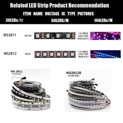 WS2811 WS2812B LED Pixel Strip Light RGB 5050 30/60/144led/m ip30/65/67 5v 12v