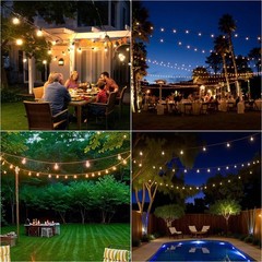 60FT Waterproof Solar String Lights with Remote, 20 Dimmable LED Bulbs for Patio