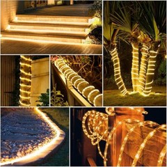 66FT 200LEDS Solar Outdoor Rope light 8 Modes for Camping Party Patio Decoration