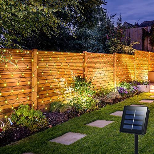 Solar Powered Net Lights for Tree Fence Wall Roof Backyard Christmas Decor