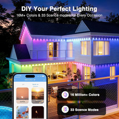 Permanent Outdoor Lights, 100Ft RGB Color Chasing String Lights with 16 Million